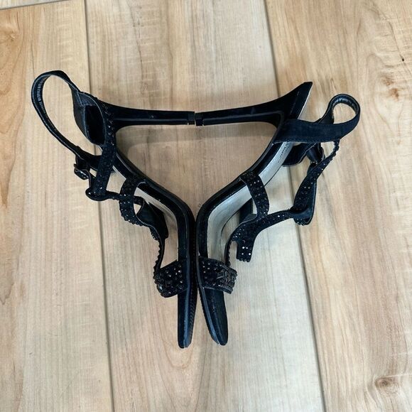 EUC Madeline Stuart 4" Black Strappy Beaded/Gem Heel-Sandal Size 7M - Picture 4 of 16